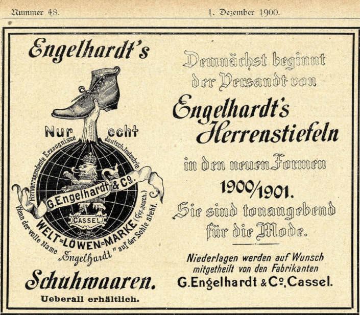 Werbung für Engelhardt's Herrenstiefel 1901